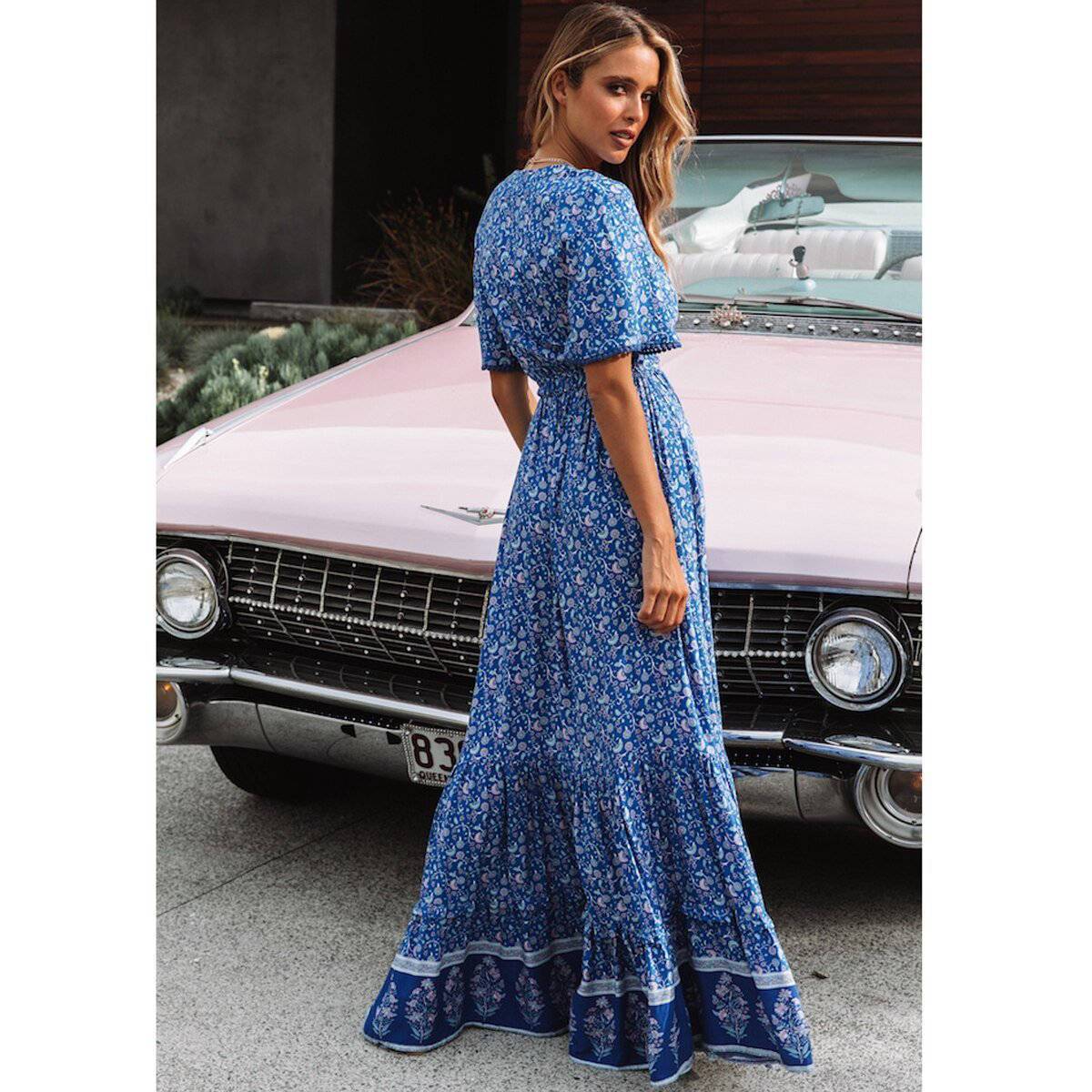 Long Hippie Chic Dress in Blue | Boho Mood